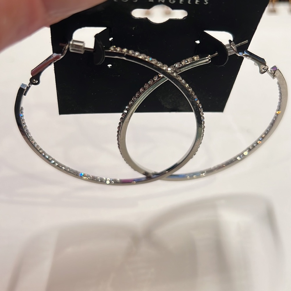 Guess inside out hoops with rhinestones nwt